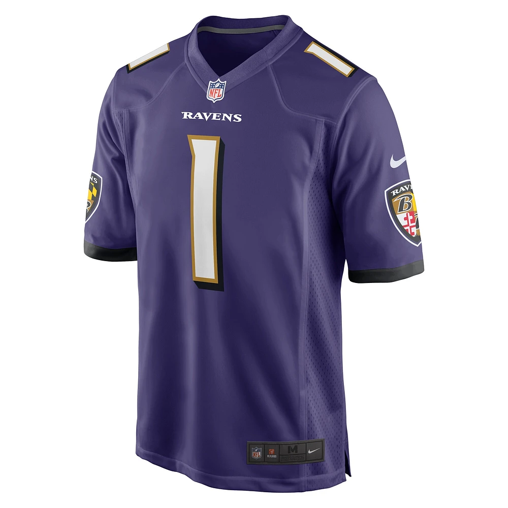 Maillot de match des Ravens Baltimore Nike numéro 1 Dad pour homme pourpre