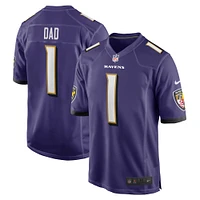 Maillot de match des Ravens Baltimore Nike numéro 1 Dad pour homme pourpre