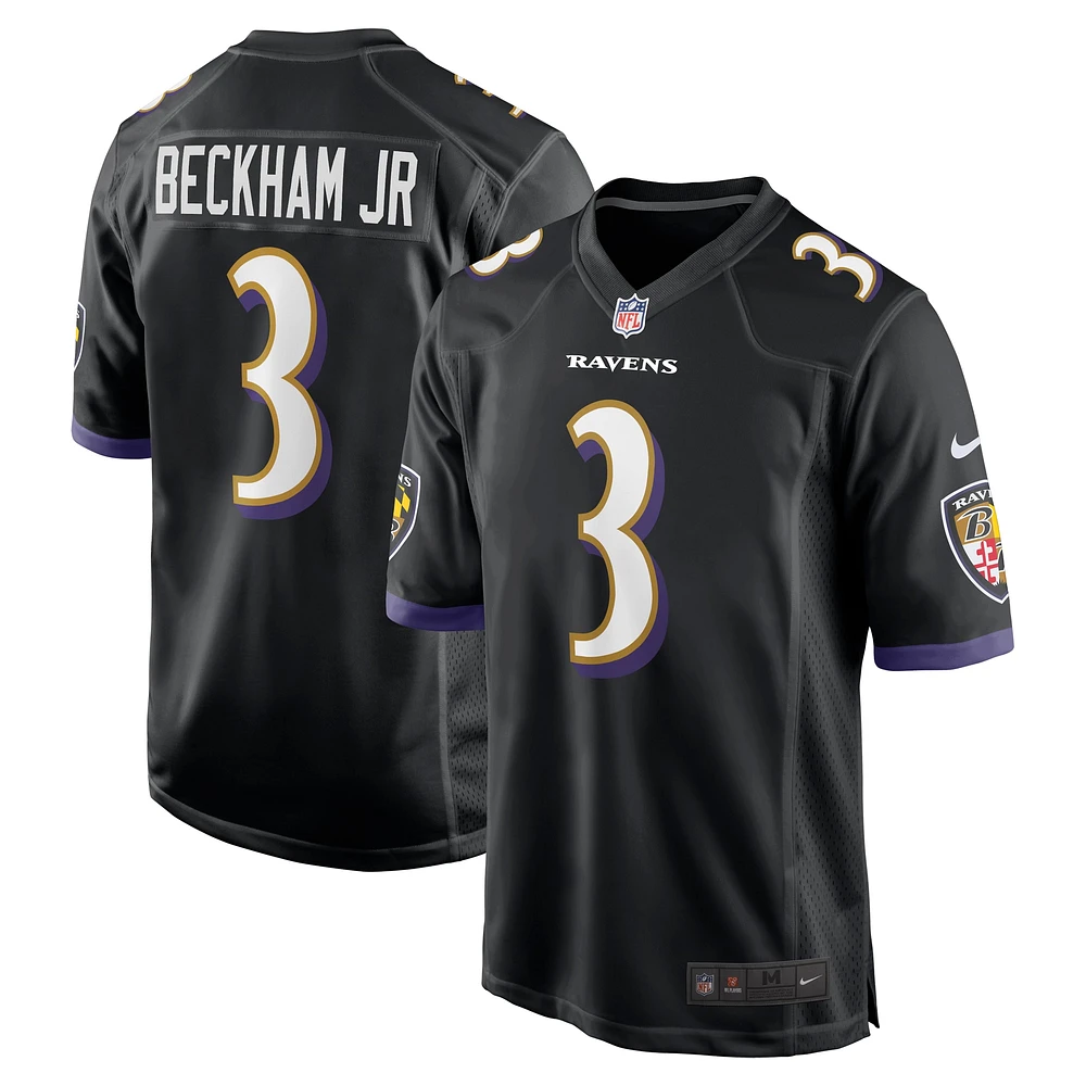 Maillot de match alternatif Nike Odell Beckham Jr. pour hommes, noir, Baltimore Ravens