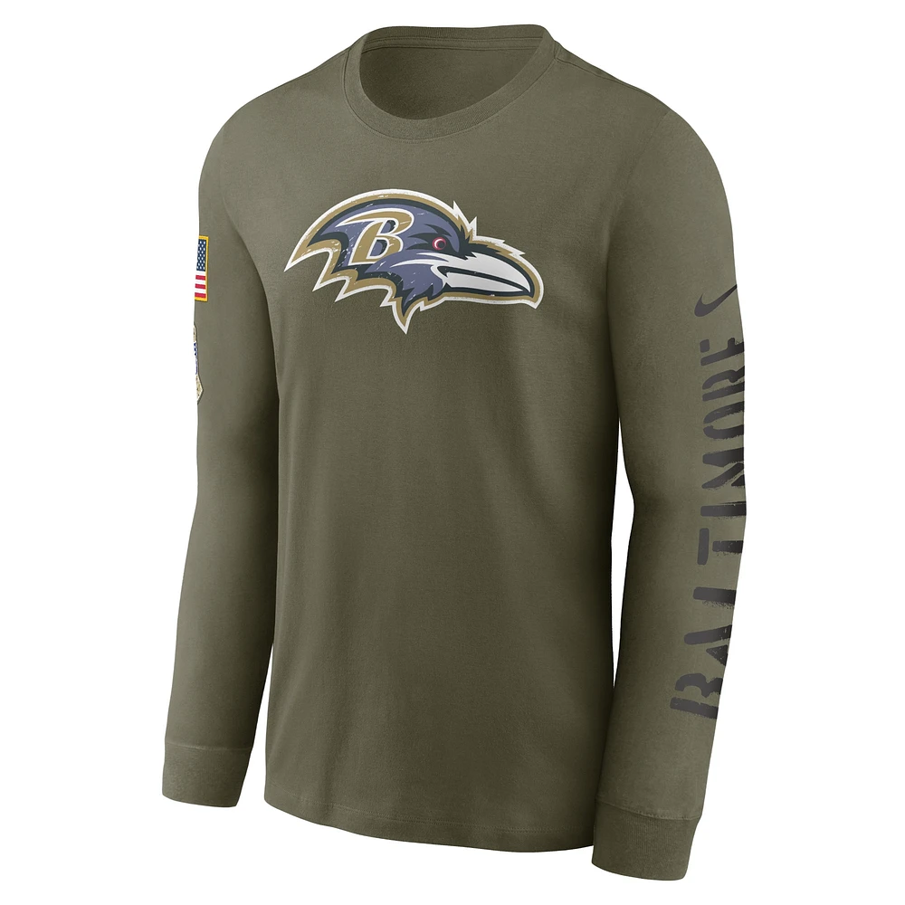 Men's Nike Olive Baltimore Ravens Salute To Service Long Sleeve T-Shirt