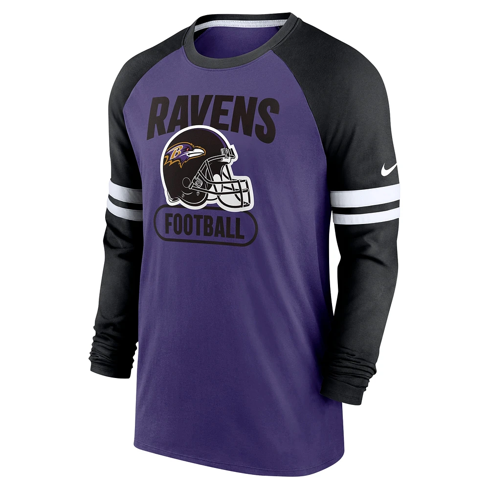 Men's Nike Purple/Black Baltimore Ravens Performance Raglan Long Sleeve T-Shirt