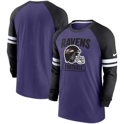 Men's Nike Black/Silver Las Vegas Raiders Throwback Raglan Long Sleeve T- Shirt 