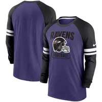 Baltimore Ravens Nike Throwback Raglan Long Sleeve T-Shirt - Purple/Black