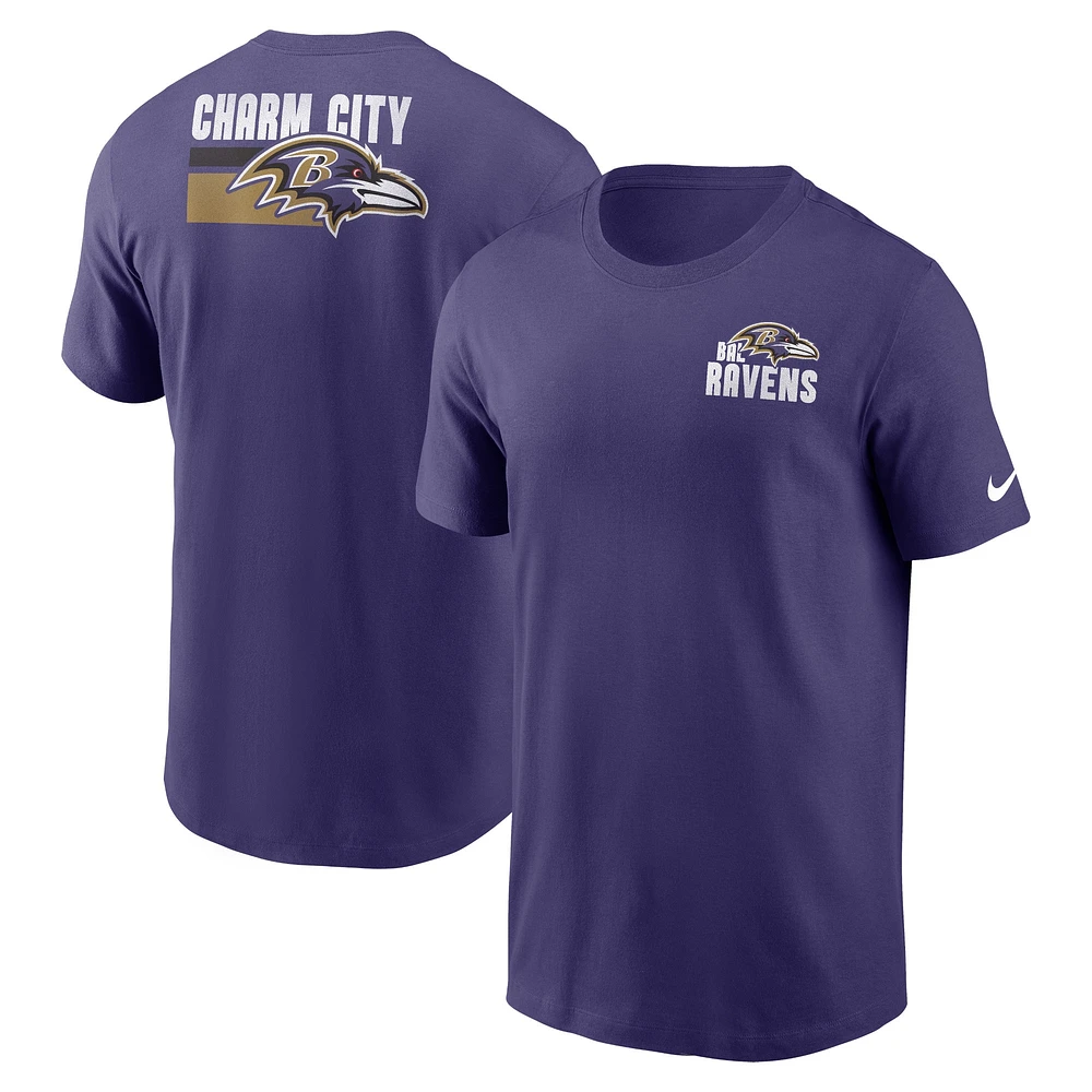 T-shirt essentiel pour homme Baltimore Ravens Blitz Nike violet