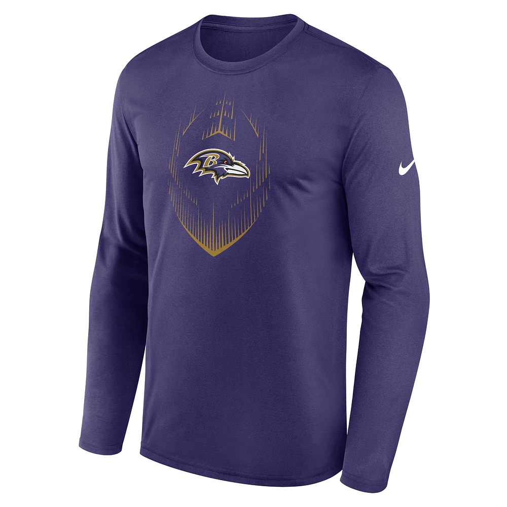 Men's Nike Purple Baltimore Ravens Legend Icon Long Sleeve T-Shirt