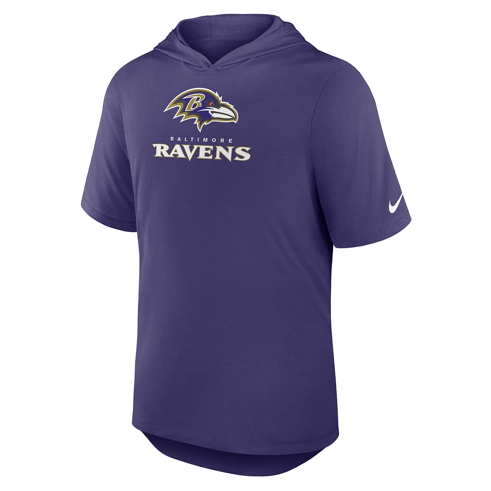 Men's Nike Purple Baltimore Ravens Lockup Tri-Blend Hoodie T-Shirt