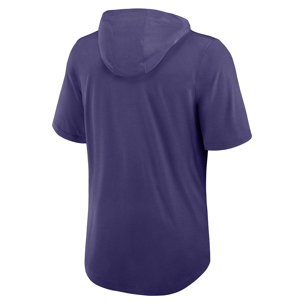 Men's Nike Purple Baltimore Ravens Lockup Tri-Blend Hoodie T-Shirt