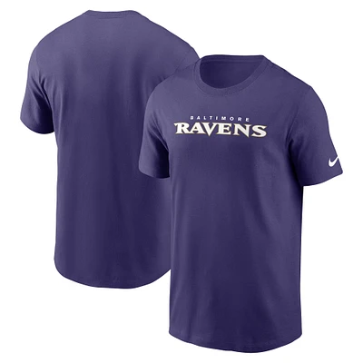 T-shirt essentiel Nike violet Baltimore Ravens Primetime Wordmark pour hommes