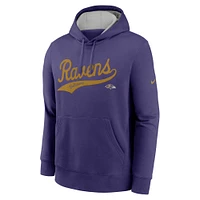 Sweat à capuche Nike violet Baltimore Ravens Rewind Club Logo pour homme