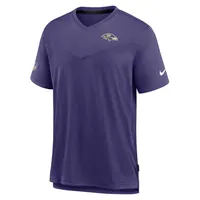 Men's Nike Purple Baltimore Ravens Sideline Coach Chevron Lock Up Logo V-Neck Performance T-Shirt