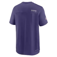 T-shirt à encolure en V Performance Nike pour homme Baltimore Ravens Sideline Coach Chevron Lock Up Logo violet