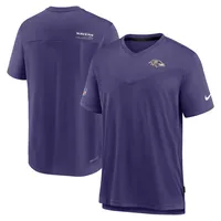 T-shirt à encolure en V Performance Nike pour homme Baltimore Ravens Sideline Coach Chevron Lock Up Logo violet