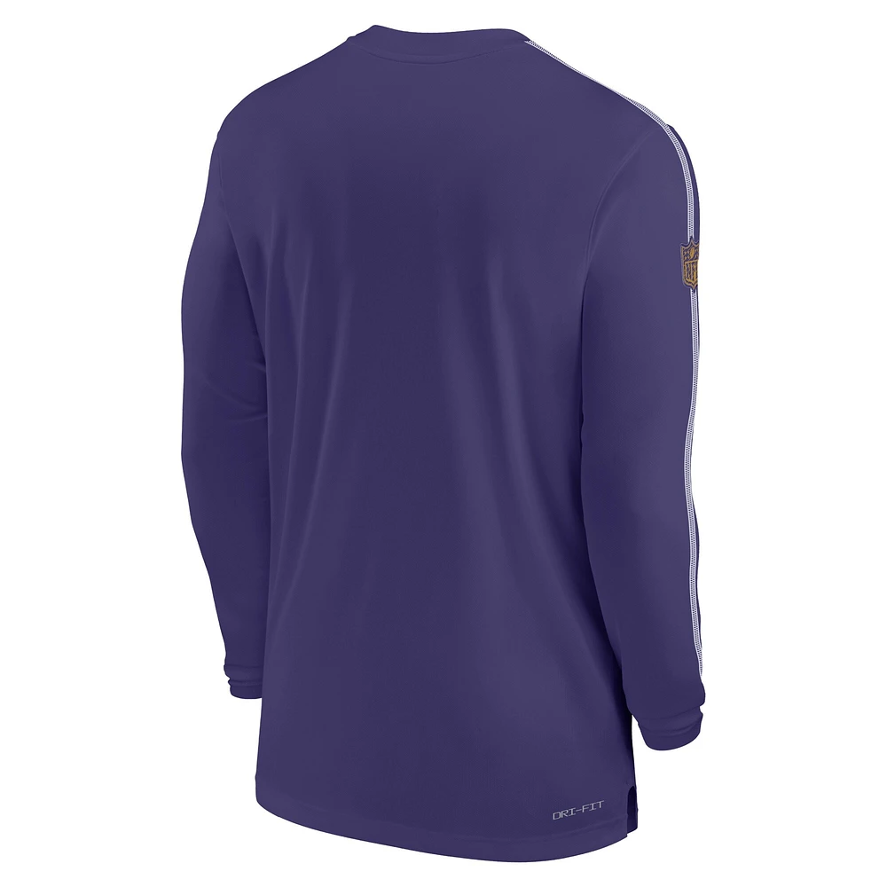 Men's Nike Purple Baltimore Ravens Sideline Coach UV Performance Long Sleeve T-Shirt