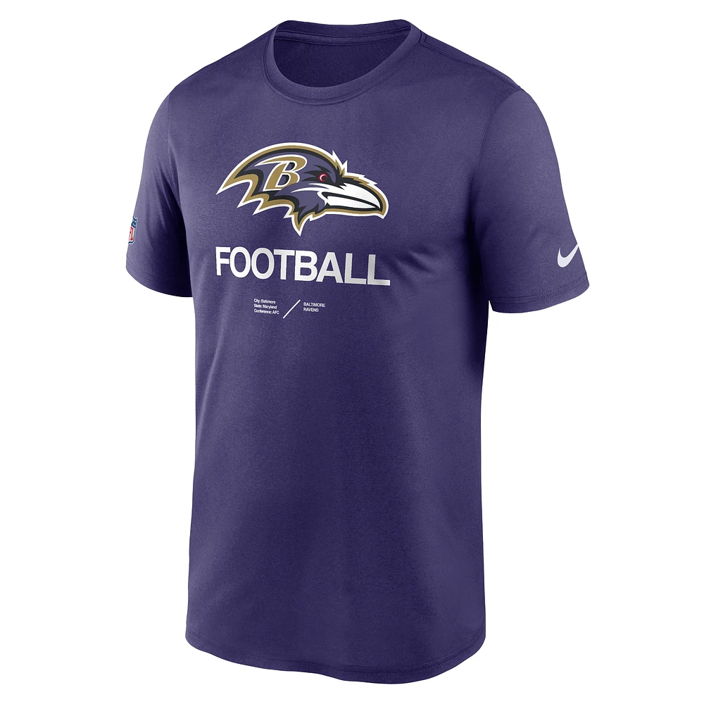 Men's Nike Purple Baltimore Ravens Sideline Infograph Performance T-Shirt