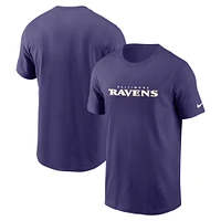 T-shirt essentiel Nike violet Baltimore Ravens Team Wordmark pour hommes