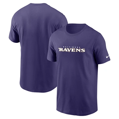 T-shirt essentiel Nike violet Baltimore Ravens Team Wordmark pour hommes