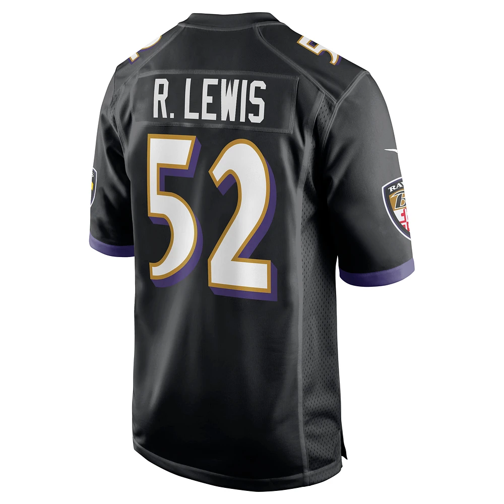 Maillot Nike Ray Lewis noir pour homme, joueur retraité des Baltimore Ravens, match alternatif