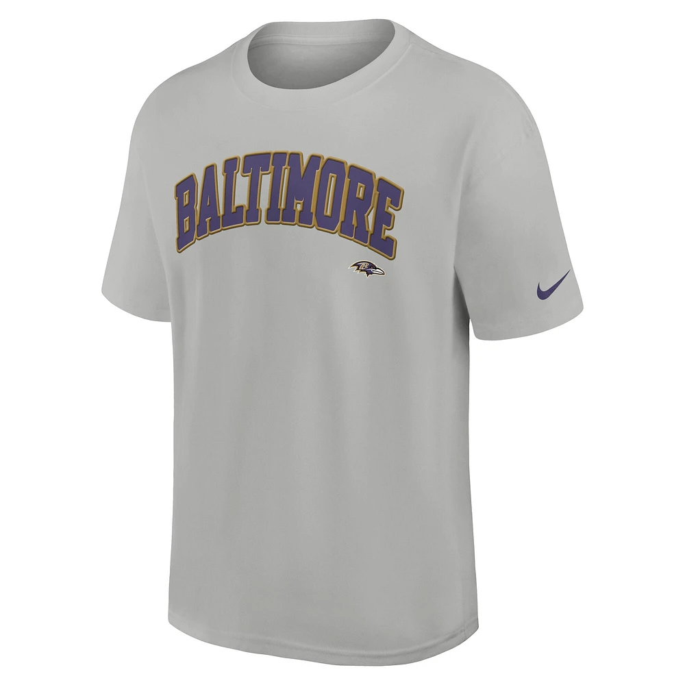 T-shirt Nike Rewind Max90 argenté pour homme avec logo Baltimore Ravens