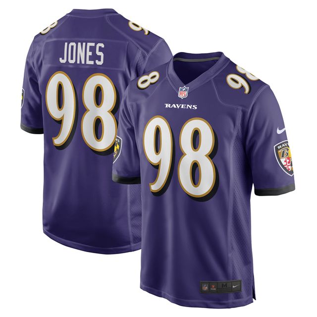 Maillot de match joueur Nike Travis Jones violet Baltimore Ravens pour hommes