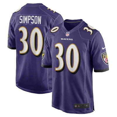 Men's Nike Trenton Simpson  Purple Baltimore Ravens Game Jersey