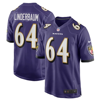 Maillot de match joueur Nike Tyler Linderbaum violet Baltimore Ravens pour hommes