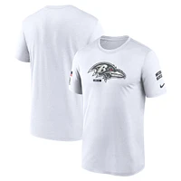 T-shirt Nike Baltimore Ravens 2024 Salute To Service Legend Performance pour homme Blanc