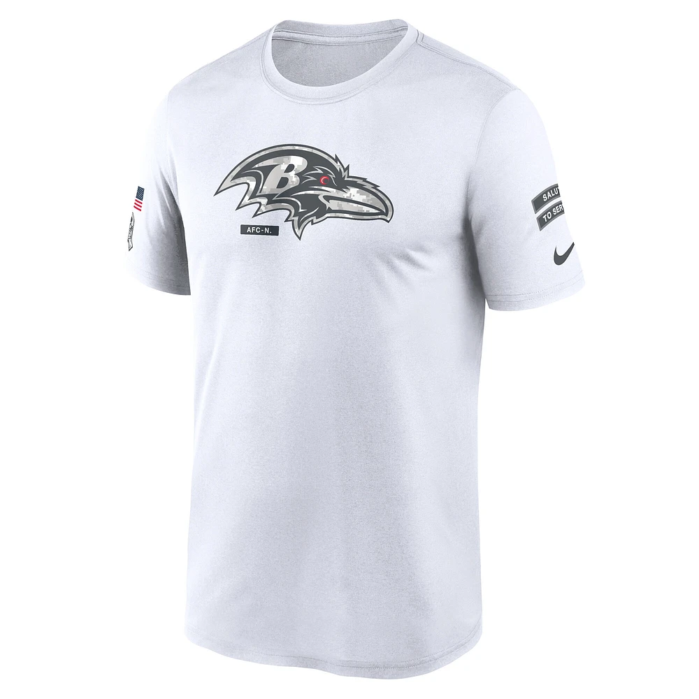 T-shirt Nike Baltimore Ravens 2024 Salute To Service Legend Performance pour homme Blanc