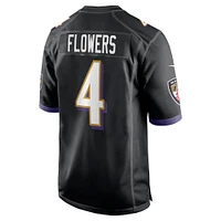 Maillot de match d'équipe Baltimore Ravens Nike Zay Flowers noir pour homme