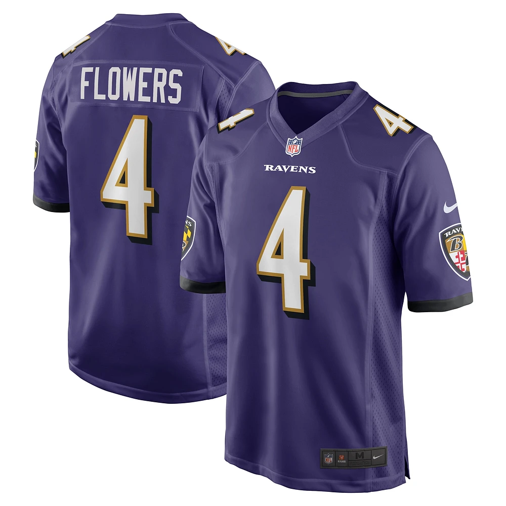 Maillot de match Nike Zay Flowers violet pour homme des Baltimore Ravens