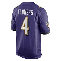 Maillot de match Nike Zay Flowers violet pour homme des Baltimore Ravens