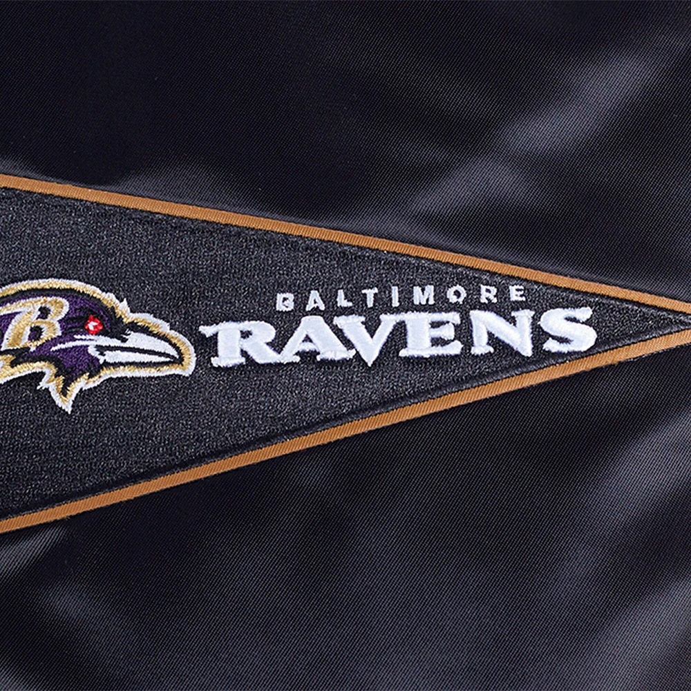 Veste à boutons-pression en satin sublimé Pro Standard Black Baltimore Ravens pour homme