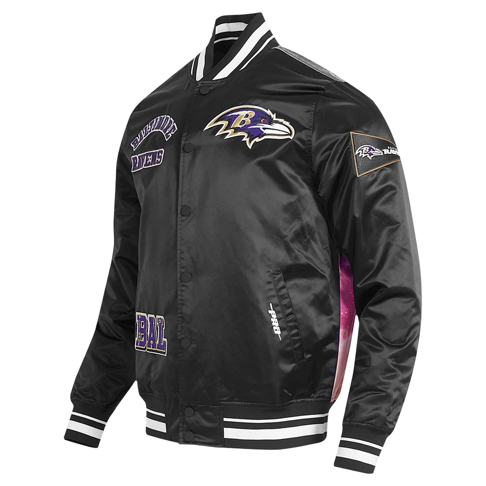 Veste à boutons-pression en satin sublimé Pro Standard Black Baltimore Ravens pour homme