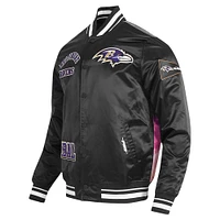 Veste à boutons-pression en satin sublimé Pro Standard Black Baltimore Ravens pour homme