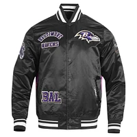 Veste à boutons-pression en satin sublimé Pro Standard Black Baltimore Ravens pour homme
