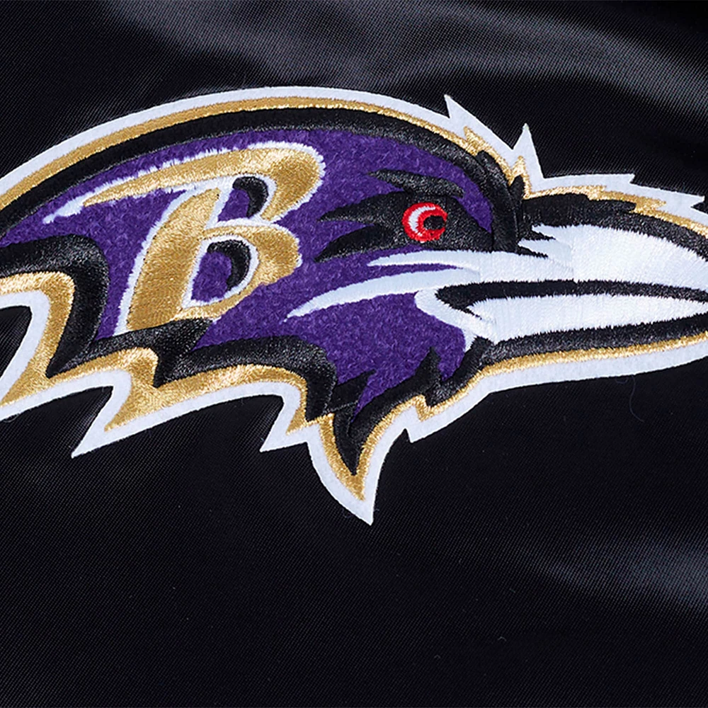 Veste à boutons-pression en satin sublimé Pro Standard Black Baltimore Ravens pour homme