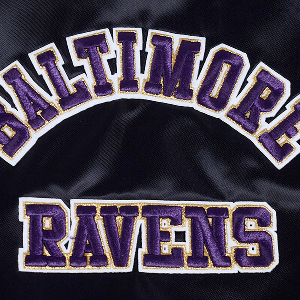 Veste à boutons-pression en satin sublimé Pro Standard Black Baltimore Ravens pour homme