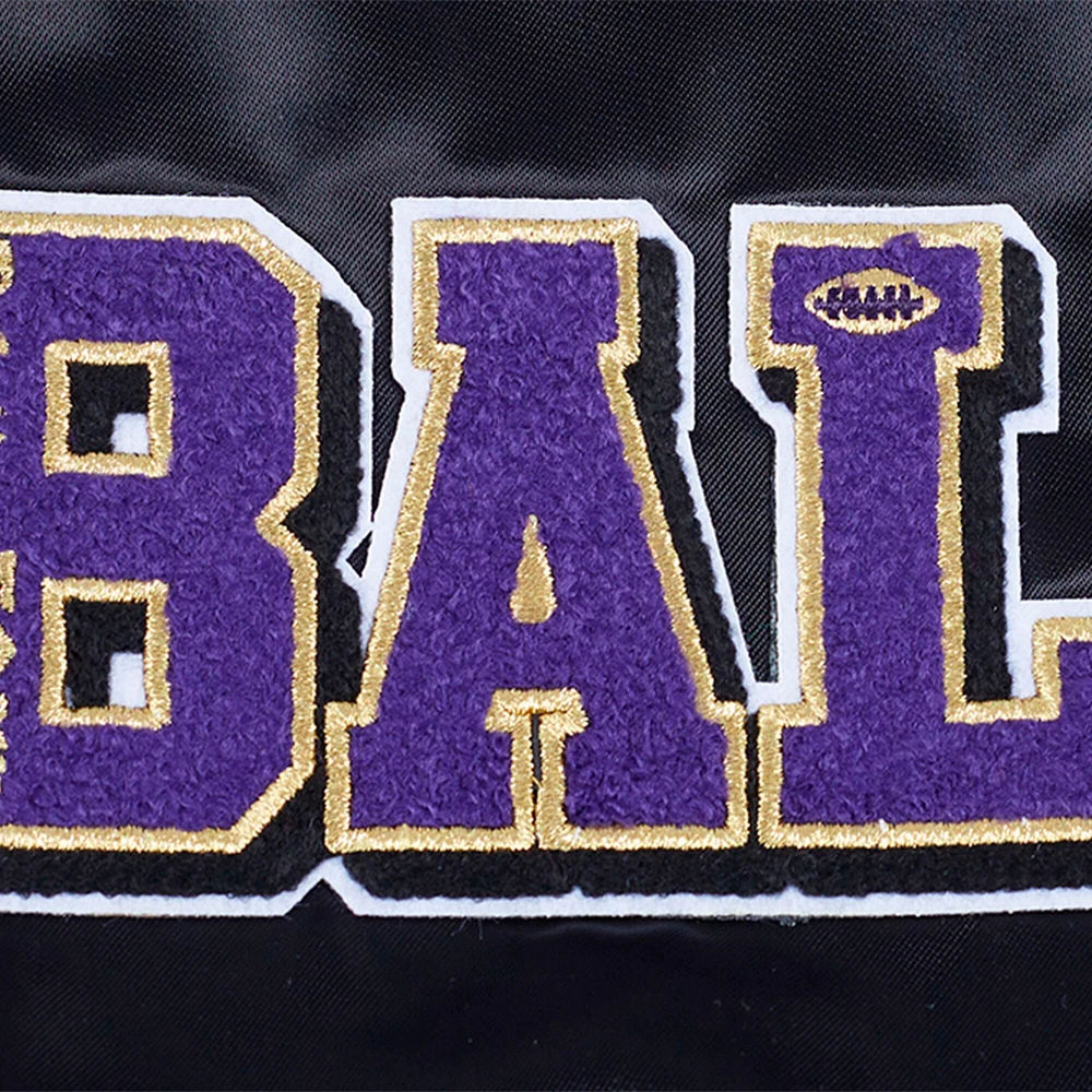 Veste à boutons-pression en satin sublimé Pro Standard Black Baltimore Ravens pour homme