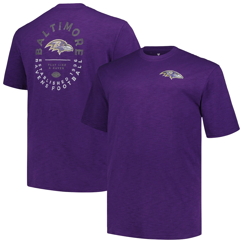 T-shirt Baltimore Ravens Big & Tall Two-Hit Throwback violet pour homme