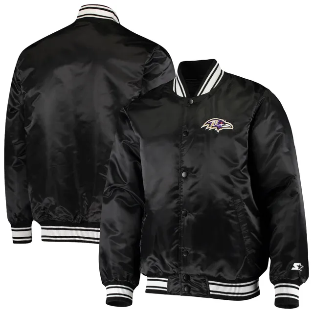 Men's Starter Black Pittsburgh Steelers Varsity Satin Full-Snap Jacket L / Steelers Black