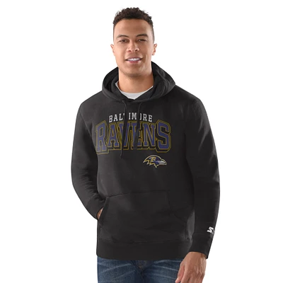 Men's Starter Black Baltimore Ravens Vintage Pullover Hoodie