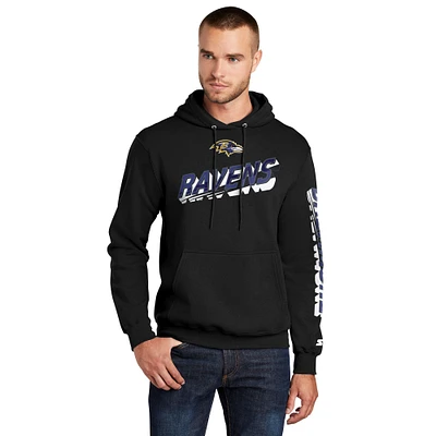 Men's Starter Black Baltimore Ravens Wordmark Logo Pullover Hoodie