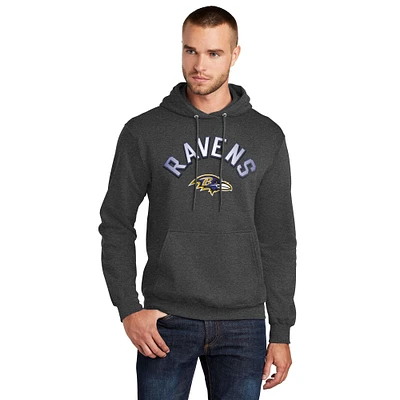 Sweat à capuche avec logo Arch Over Starter Charcoal Baltimore Ravens pour homme