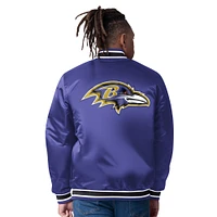 Men's Starter Purple/Black Baltimore Ravens Satin Varsity Full-Snap Reversible Jacket