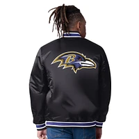 Men's Starter Purple/Black Baltimore Ravens Satin Varsity Full-Snap Reversible Jacket