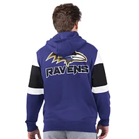 Sweat à capuche zippé intégral violet Baltimore Ravens pour homme