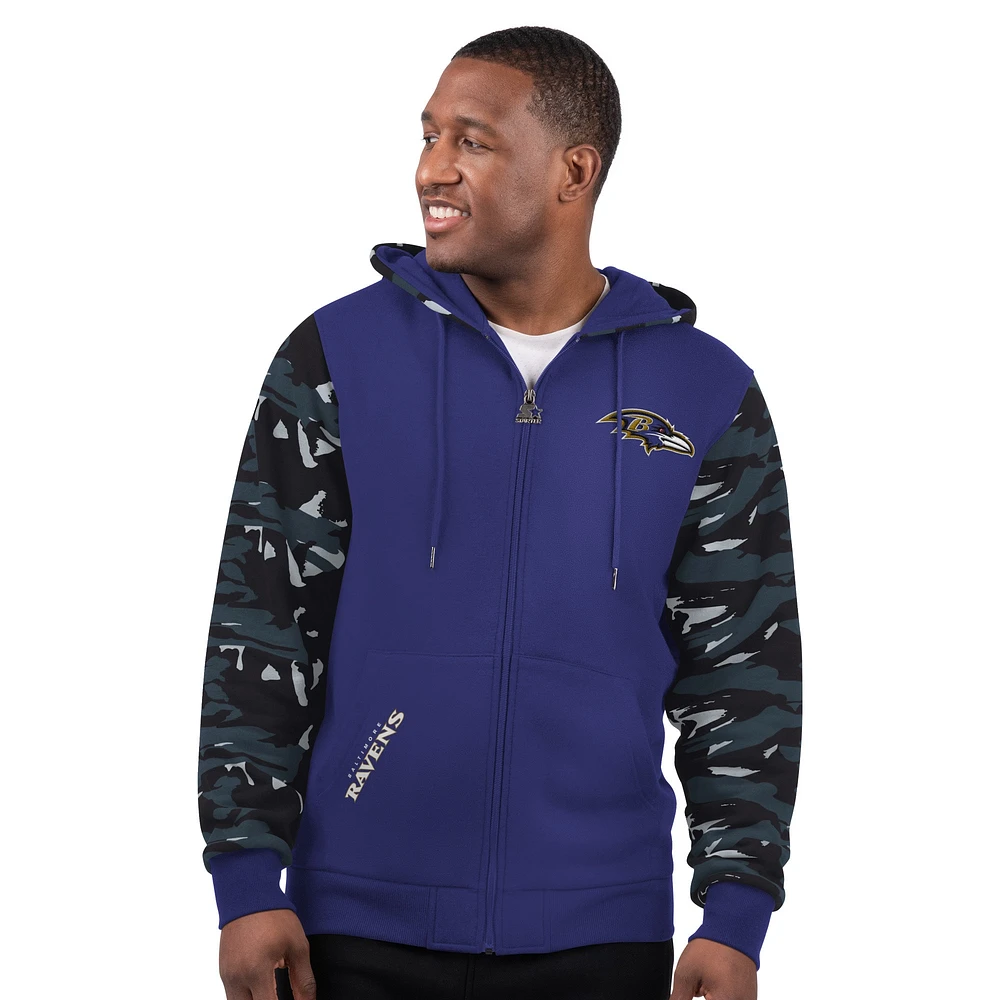 Sweat à capuche zippé pour homme Baltimore Ravens Thursday Night Gridiron violet