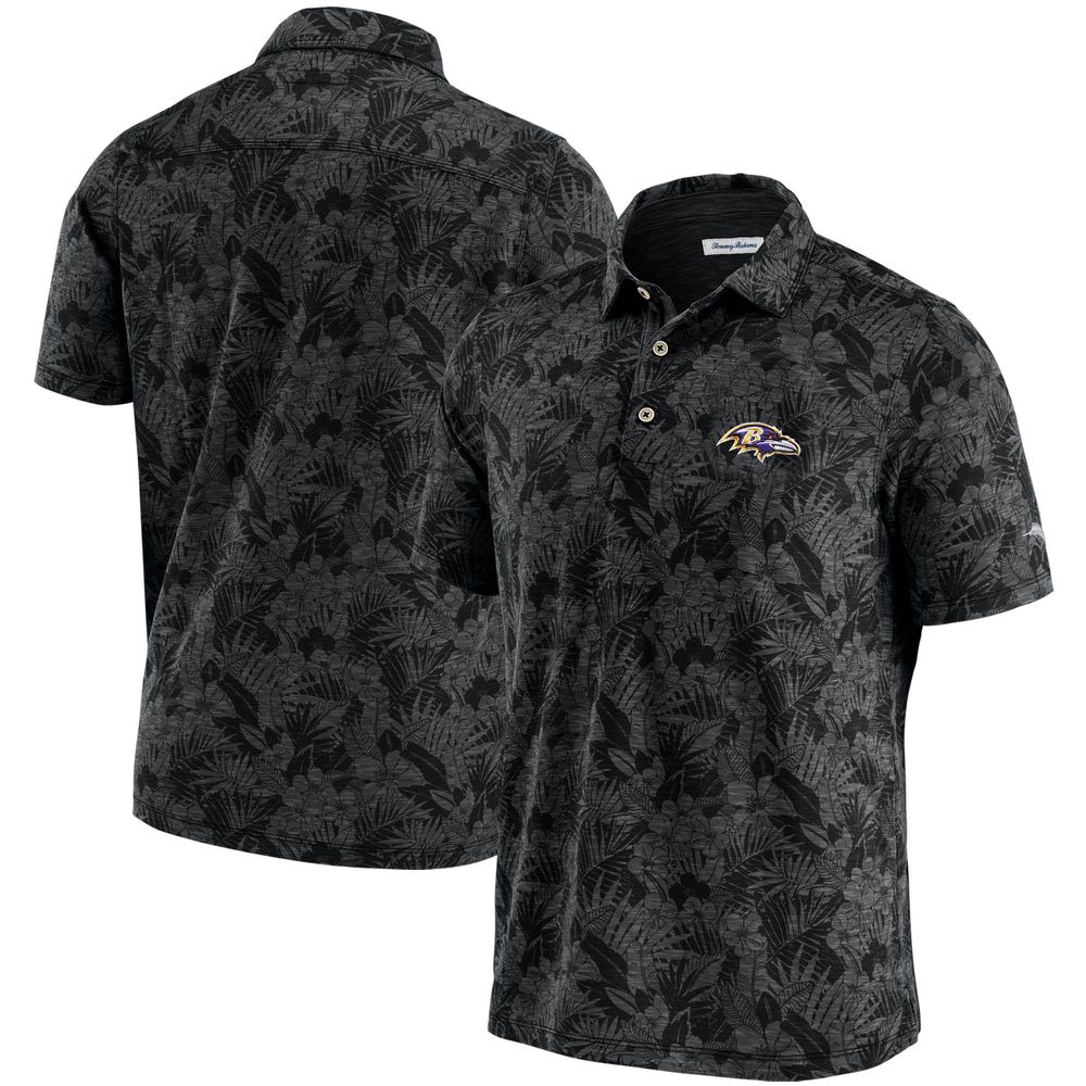 Men's Tommy Bahama Black Baltimore Ravens Big & Tall Sport Palmetto Palms Polo