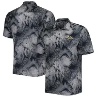 Chemise boutonnée pour homme Tommy Bahama Black Baltimore Ravens Coast Luminescent Fronds Camp IslandZone