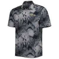 Men's Tommy Bahama Black Baltimore Ravens Coast Luminescent Fronds Camp IslandZone Button-Up Shirt