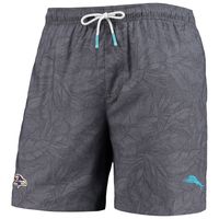 Men's Tommy Bahama Black Baltimore Ravens Naples Layered Leaves Swim Trunks